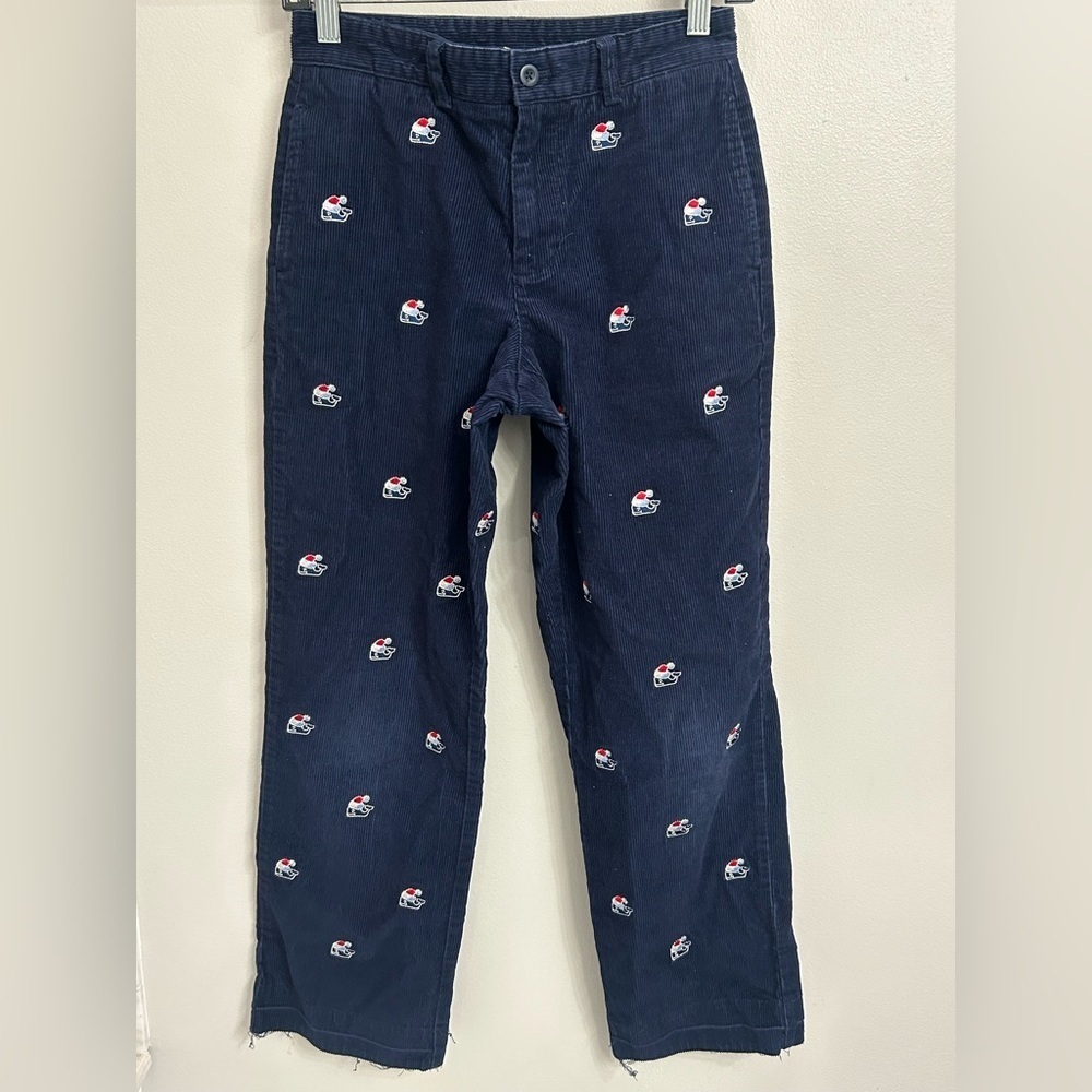 Boys 14 navy blue vineyard vines corduroy straight pants. Whale with Santa